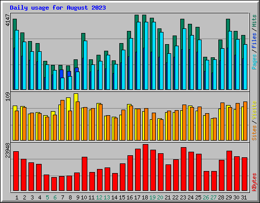 Daily usage for August 2023