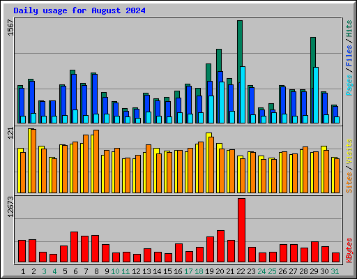 Daily usage for August 2024
