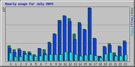 Hourly usage for July 2025